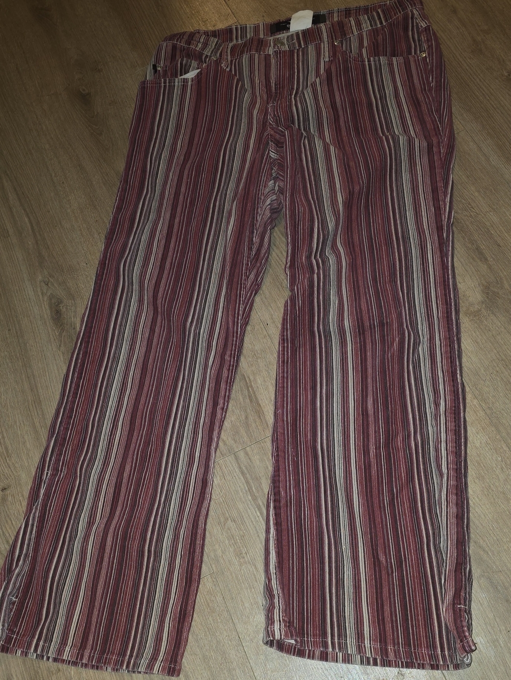 Striped Wine Wide-Leg Jeans for Women
